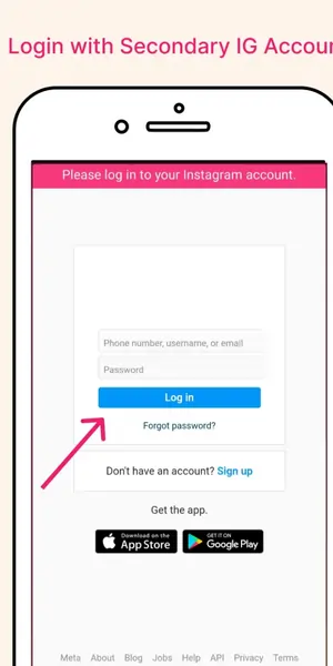 login page of instaup apk