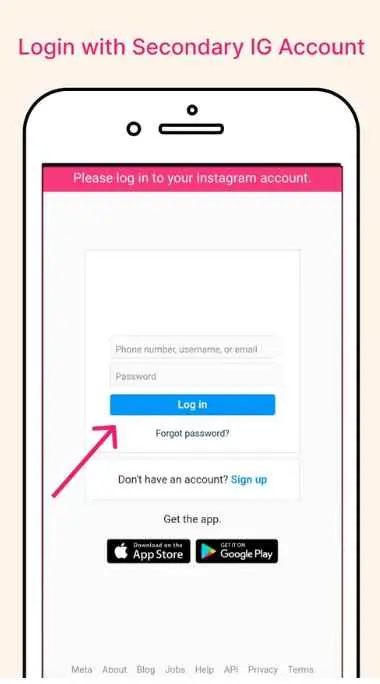instaup-apk login page sign up and registor free.