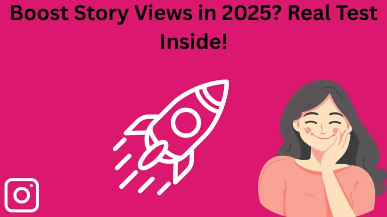 Happy girl celebrating smooth Instagram growth in 2025, with upward graph lines representing increased Story views from a growth app.