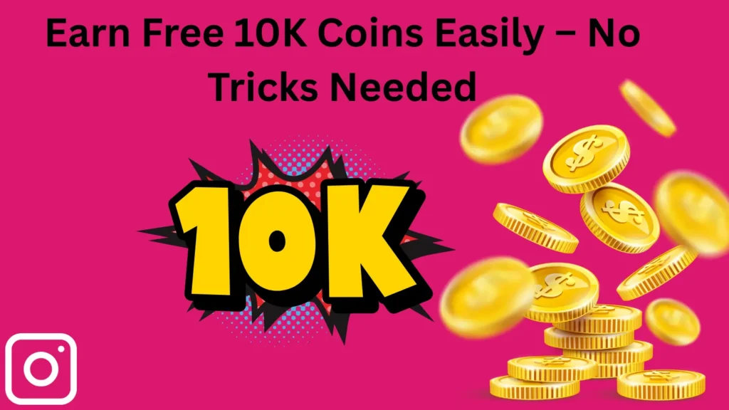 Image showing InstaUp app with coin balance increasing and Instagram-themed visuals in the background